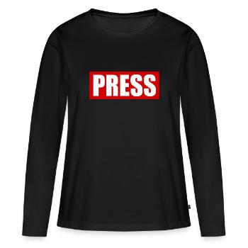 Press - T-shirt manches longues Premium bio Femme - noir - Devant - Julia (174cm)