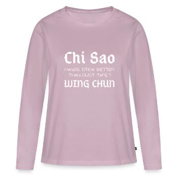 Chemise Wing Chun Chi Sao chisau - T-shirt manches longues Premium bio Femme - rose poudré - Devant - Julia (174cm)
