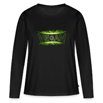 VEGAN-dynamic-style-green - Frauen Premium Bio Langarmshirt - Schwarz - Vorne - Julia (174cm)