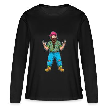 Fröhlicher Trucker Typ: Bart & Style pur! - Frauen Premium Bio Langarmshirt - Schwarz - Vorne - Julia (174cm)