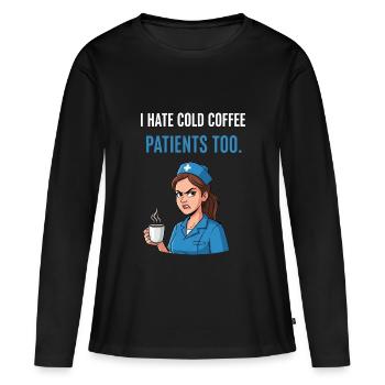 Krankenschwester Kaffee Lustig - Frauen Premium Bio Langarmshirt - Schwarz - Vorne - Julia (174cm)