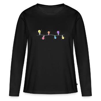 lichterkette lampen lampe symbol linie licht leuch - Frauen Premium Bio Langarmshirt - Schwarz - Vorne - Julia (174cm)