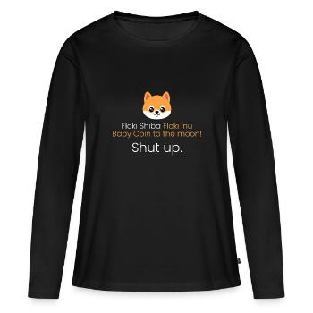 ** Münze zum Mond! Halt die Klappe! - Frauen Premium Bio Langarmshirt - Schwarz - Vorne - Julia (174cm)