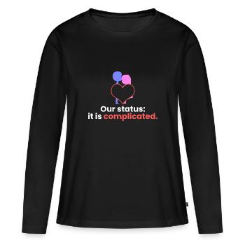 Unser Status: Er ist kompliziert. - Frauen Premium Bio Langarmshirt - Schwarz - Vorne - Julia (174cm)