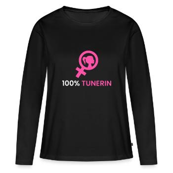 100% Tuner - T-shirt manches longues Premium bio Femme - noir - Devant - Julia (174cm)