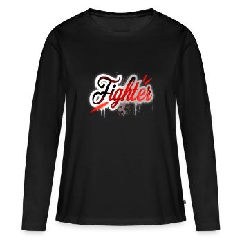 Combattant - T-shirt manches longues Premium bio Femme - noir - Devant - Julia (174cm)