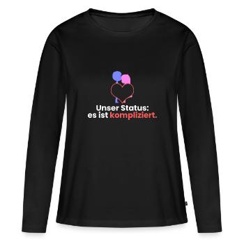 Unser Status: es ist kompliziert - Frauen Premium Bio Langarmshirt - Schwarz - Vorne - Julia (174cm)