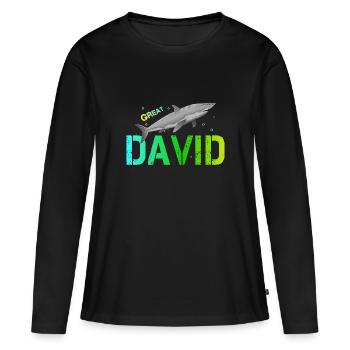 David - Frauen Premium Bio Langarmshirt - Schwarz - Vorne - Julia (174cm)