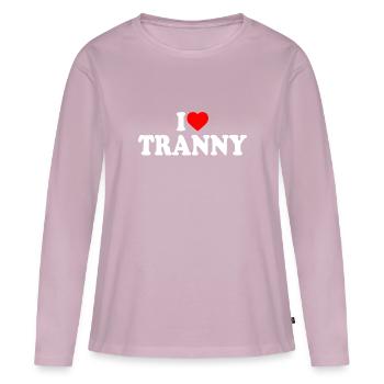 I love tranny - Frauen Premium Bio Langarmshirt - Altrosa - Vorne - Julia (174cm)