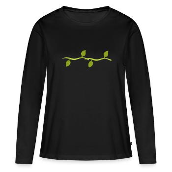 Quatre feuilles ligne nature - T-shirt manches longues Premium bio Femme - noir - Devant - Julia (174cm)