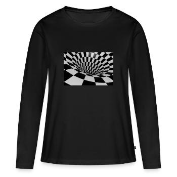 Optical Illusion 3D - Frauen Premium Bio Langarmshirt - Schwarz - Vorne - Julia (174cm)