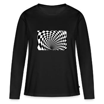 Optical Illusion 3D - Frauen Premium Bio Langarmshirt - Schwarz - Vorne - Julia (174cm)