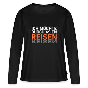 Asien Reise - Frauen Premium Bio Langarmshirt - Schwarz - Vorne - Julia (174cm)