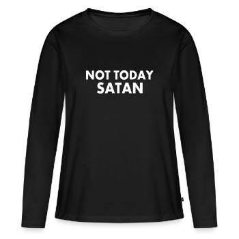 Not today satan - T-shirt manches longues Premium bio Femme - noir - Devant - Julia (174cm)