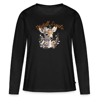 Reh Dirndl Ersatz - Frauen Premium Bio Langarmshirt - Schwarz - Vorne - Julia (174cm)