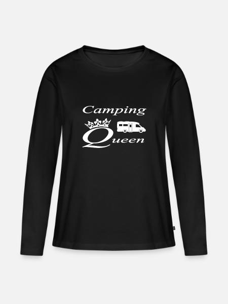 Camping - Frauen Premium Bio Langarmshirt - Schwarz