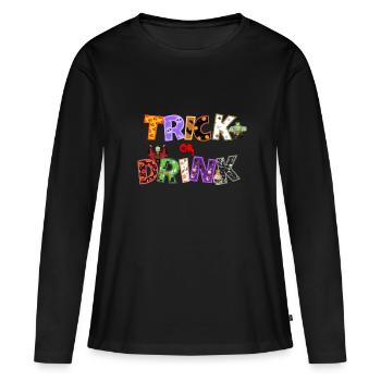 Trick or Drink - T-shirt manches longues Premium bio Femme - noir - Devant - Julia (174cm)