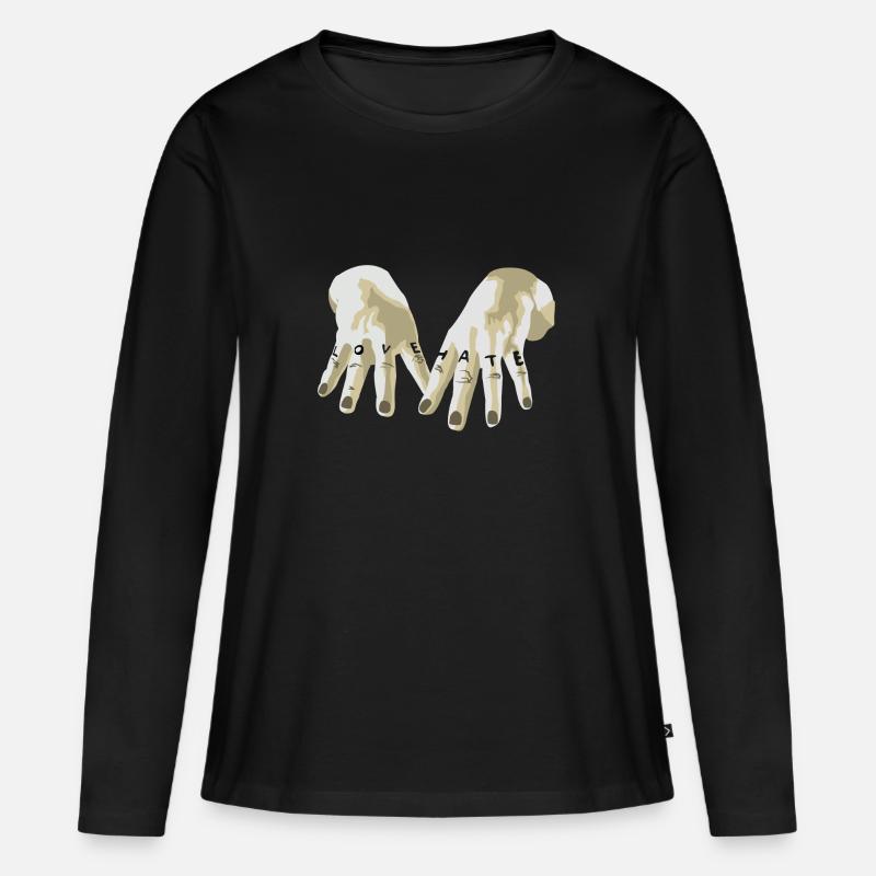 Love / Hate - Frauen Premium Bio Langarmshirt - Schwarz