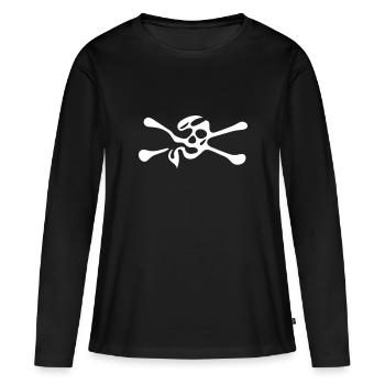 Crâne avec os - T-shirt manches longues Premium bio Femme - noir - Devant - Julia (174cm)