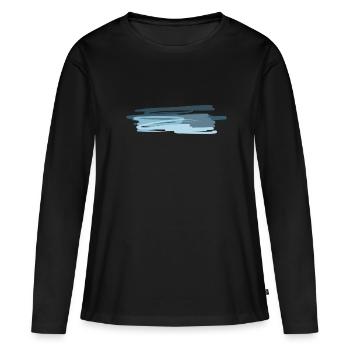 ligne ligne lignes bleues contours ligne contour - T-shirt manches longues Premium bio Femme - noir - Devant - Julia (174cm)