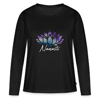 Namaste lotus flower motif coloré - T-shirt manches longues Premium bio Femme - noir - Devant - Julia (174cm)