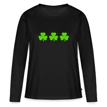 Trèfle d’Irlande Trèfles - T-shirt manches longues Premium bio Femme - noir - Devant - Julia (174cm)