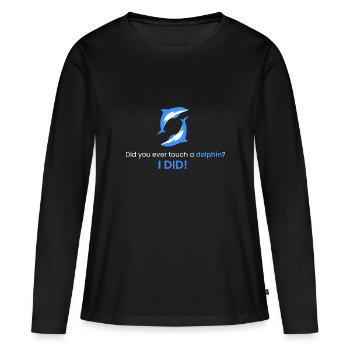 Touching a dolphin! - Women's Premium Organic Long Sleeve Shirt - black - Front - Julia (174cm)