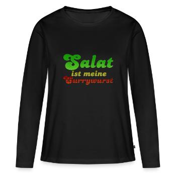 La salade est ma currywurst - T-shirt manches longues Premium bio Femme - noir - Devant - Julia (174cm)