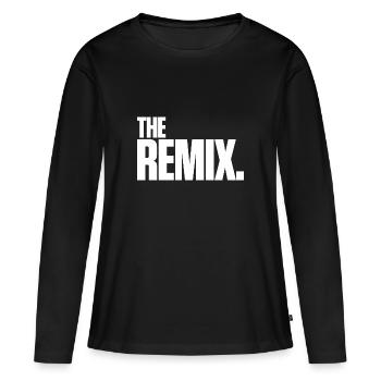 The Remix - T-shirt manches longues Premium bio Femme - noir - Devant - Julia (174cm)