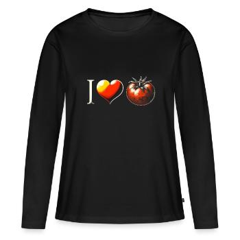 Tomate - T-shirt manches longues Premium bio Femme - noir - Devant - Julia (174cm)