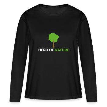 Held der Natur - Frauen Premium Bio Langarmshirt - Schwarz - Vorne - Julia (174cm)