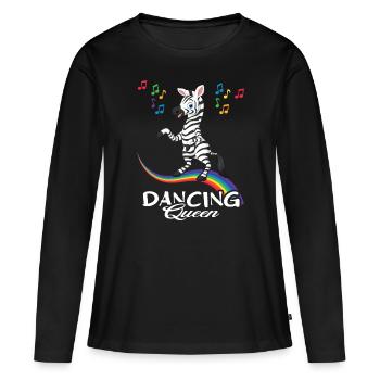 Danseur zèbre dansant dans l’arc-en-ciel - T-shirt manches longues Premium bio Femme - noir - Devant - Julia (174cm)