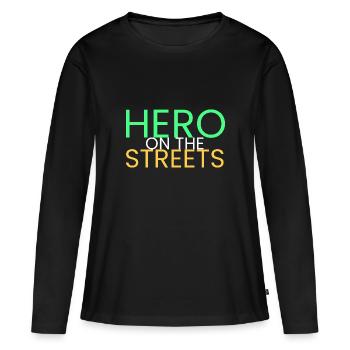 Héros dans la rue - T-shirt manches longues Premium bio Femme - noir - Devant - Julia (174cm)