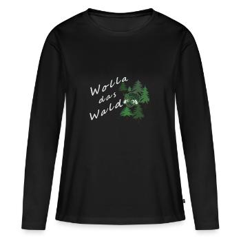 Wolla das Waldschaf - für dunkle Farben - Frauen Premium Bio Langarmshirt - Schwarz - Vorne - Julia (174cm)