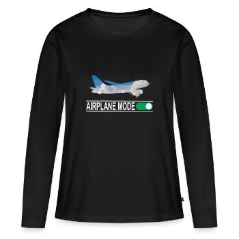 Airplane Mode - Frauen Premium Bio Langarmshirt - Schwarz - Vorne - Julia (174cm)