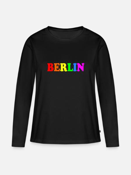 Berlin - Premium økologisk langærmet T-shirt til kvinder - sort