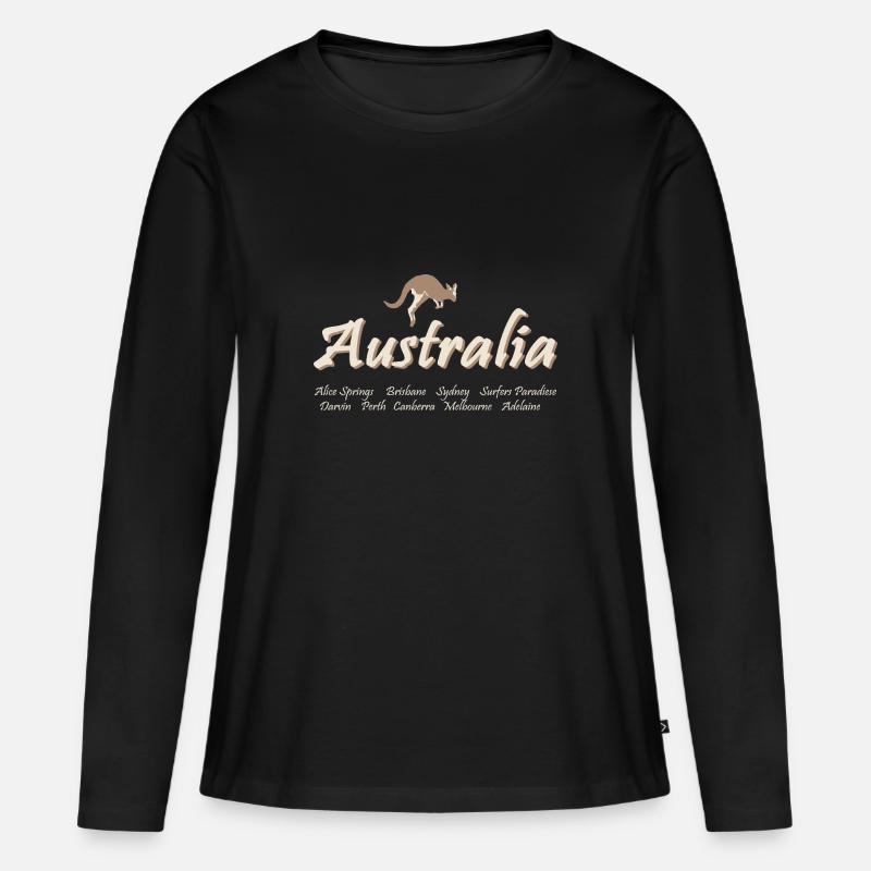 Australia - Kangaroo - Frauen Premium Bio Langarmshirt - Schwarz