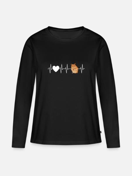 Tętno Puls EKG - My Heartbeat Chomik - Ekologisk långärmad premium-T-shirt dam - svart