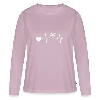 Ski ECG Skiing Pulse Skier Heartbeat Skis - T-shirt manches longues Premium bio Femme - rose poudré - Devant - Julia (174cm)