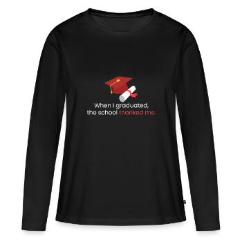 Als ich meinen Abschluss machte - Frauen Premium Bio Langarmshirt - Schwarz - Vorne - Julia (174cm)