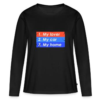 1. Mon amant 2. Voiture 3. Accueil - T-shirt manches longues Premium bio Femme - noir - Devant - Julia (174cm)