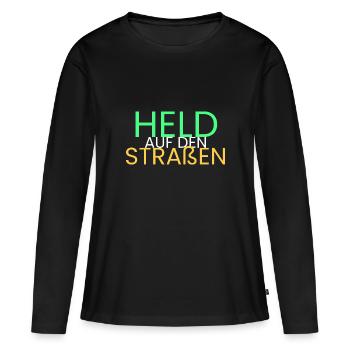 Held auf den Straßen - Frauen Premium Bio Langarmshirt - Schwarz - Vorne - Julia (174cm)