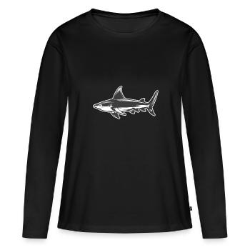 Requin requin - T-shirt manches longues Premium bio Femme - noir - Devant - Julia (174cm)