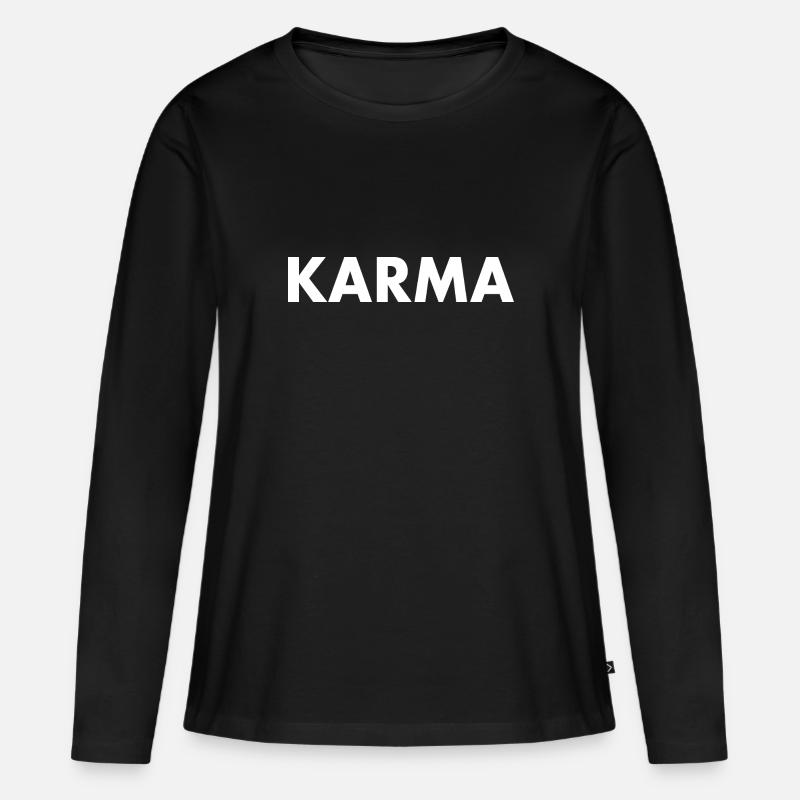 Karma - Frauen Premium Bio Langarmshirt - Schwarz