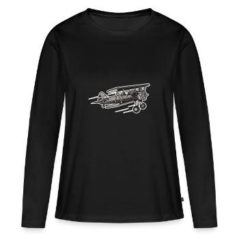 Avion Avion - T-shirt manches longues Premium bio Femme - noir - Devant - Julia (174cm)
