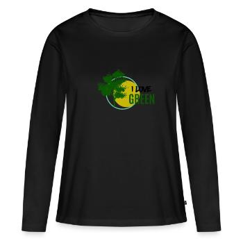 I love Green - J’aime vert - T-shirt manches longues Premium bio Femme - noir - Devant - Julia (174cm)