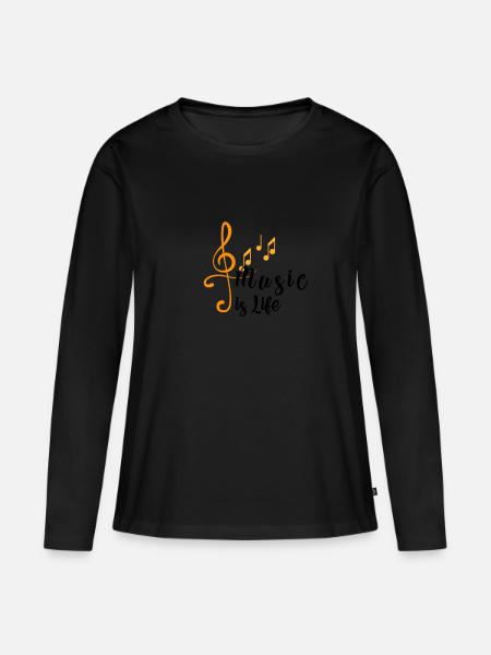 Music is Life - Frauen Premium Bio Langarmshirt - Schwarz