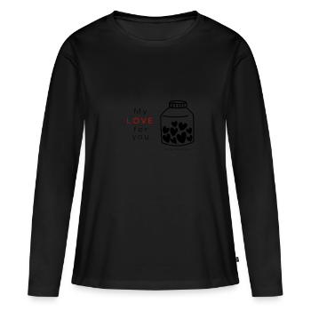 Mon amour pour toi - Mon amour pour toi - T-shirt manches longues Premium bio Femme - noir - Devant - Julia (174cm)