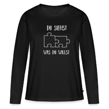 Puzzle Pervers Spruch Lustig Zweideutig Geschenk - Frauen Premium Bio Langarmshirt - Schwarz - Vorne - Julia (174cm)