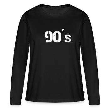 90er 90´s Neunziger Geschenkidee - Frauen Premium Bio Langarmshirt - Schwarz - Vorne - Julia (174cm)